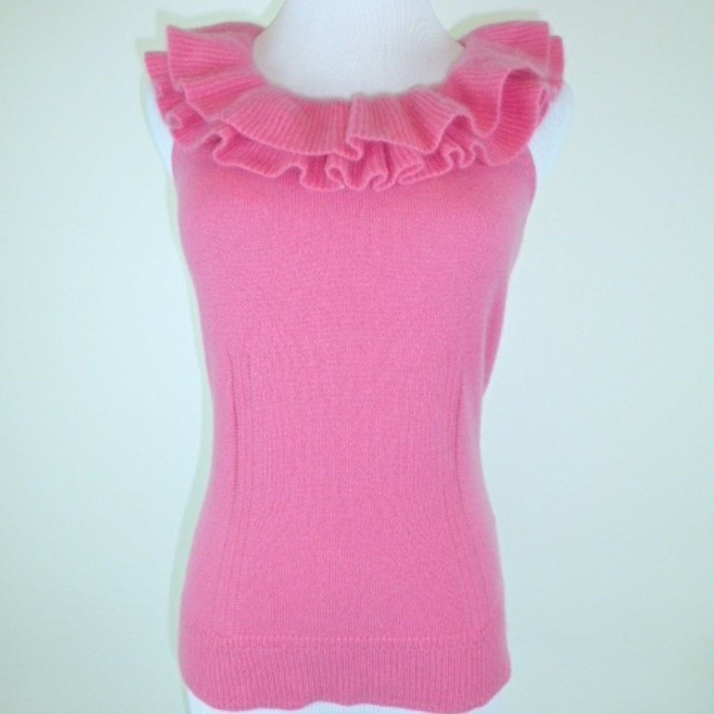 Milly sleeveless CASHMERE RUFFLES pink Sweater S